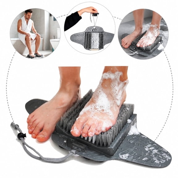 Shower Foot Scrubber Mat with Built-in Pumice Stone, Non-Slip Suction Cup Foot Callus Remover, Hands-Free Foot Scraper for Shower & Bathtub Use