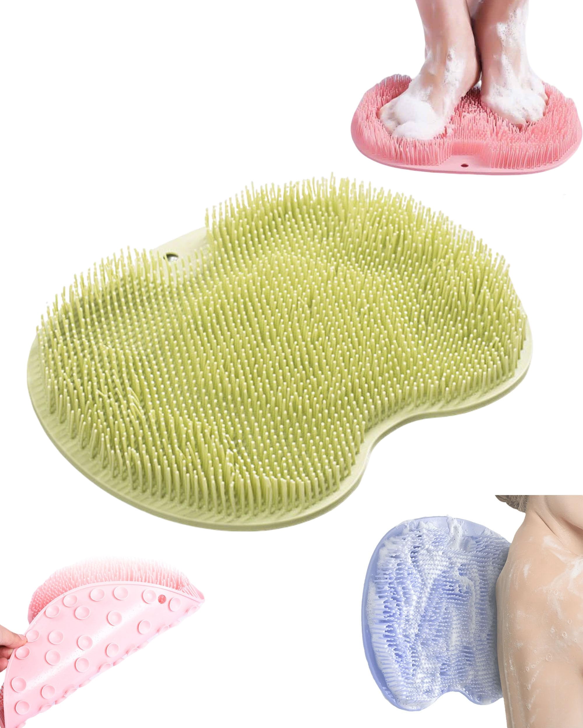 Shower Foot Scrubber Mat with Non-Slip Suction Cups,2-in-1 Silicone ...