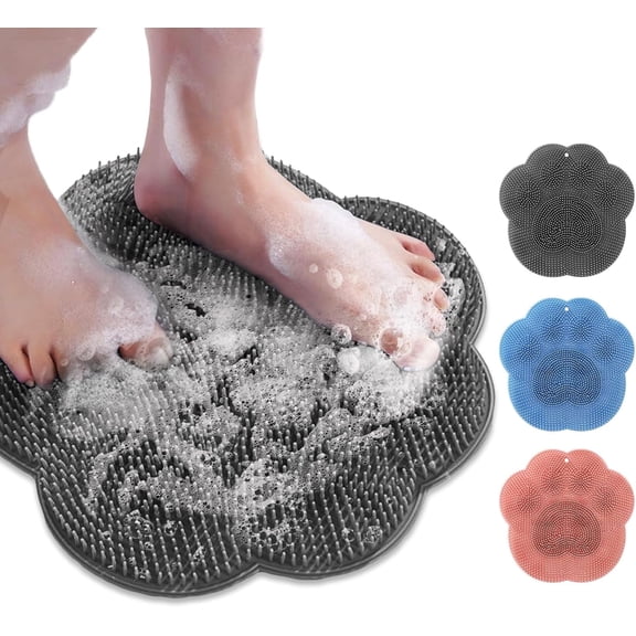 Shower Foot Scrubber Mat with Non-Slip Suction Cups, Silicone Foot Cleaner