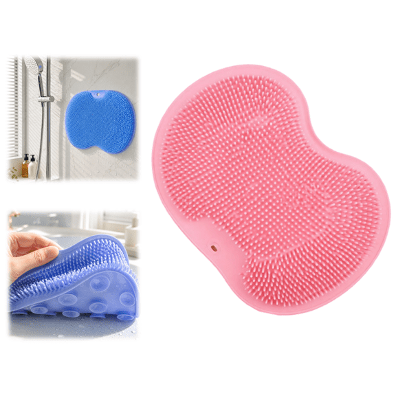 Shower Foot Scrubber Mat with Non Slip Suction Cups Wall Mounted Foot and Back Cleaning Pad Exfoliating Bath Wash Scrubber (Blue)
