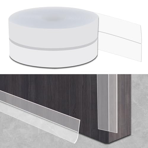 Shower Glass Door Weather Stripping,Self-Adhesive Window Seal Strip,Peel and Stick Weatherstrip for Waterproofing and Anti-Collision Protection (Clear Silicone,16.4FT x 1.77IN)