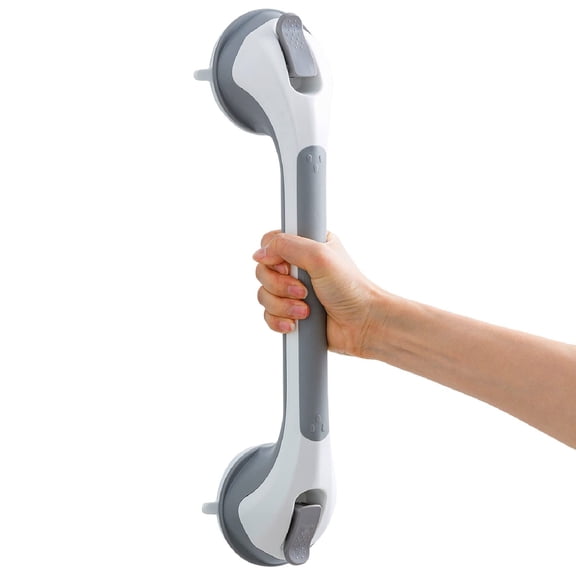 Shower Grab Bar 16 Inch Suction Cup Grab Bars for Bathroom, Removable Shower Safety Handle Heavy Duty Bathtub Grip for Seniors & Elderly, Strong Handrails No Drilling Waterproof, Grey