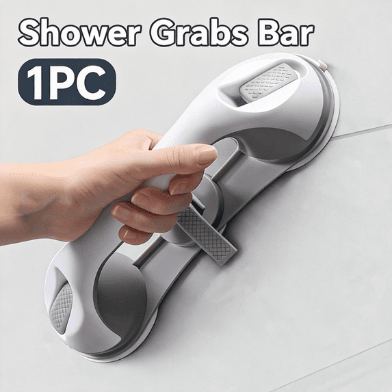 Shower Grab Bar for Elderly - Suction Cup Safety Handle with Non-Slip Texture and Flip Lock, Portable Bathroom & Tub Assist Rail for Seniors, Disabled, Pregnancy - Easy Install No Tools Needed