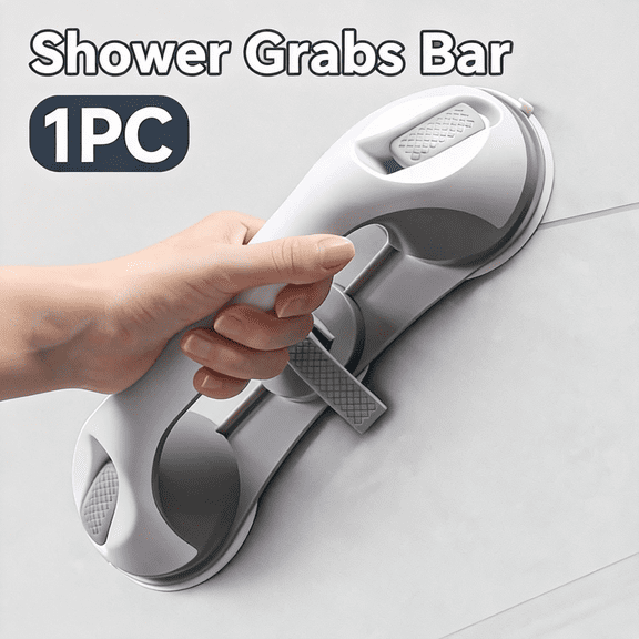 Shower Grab Bar for Elderly - Suction Cup Safety Handle with Non-Slip Texture and Flip Lock, Portable Bathroom & Tub Assist Rail for Seniors, Disabled, Pregnancy - Easy Install No Tools Needed