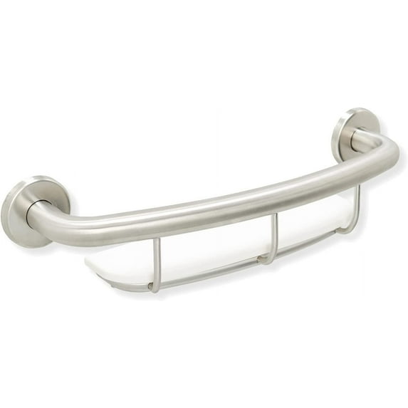 Shower Grab Bar & Shelf - Stand Assist for Adults Seniors Disabled / Bathtub Safety Handrail / 304 Stainless Steel / Brushed Finish / 18" x 5.5"