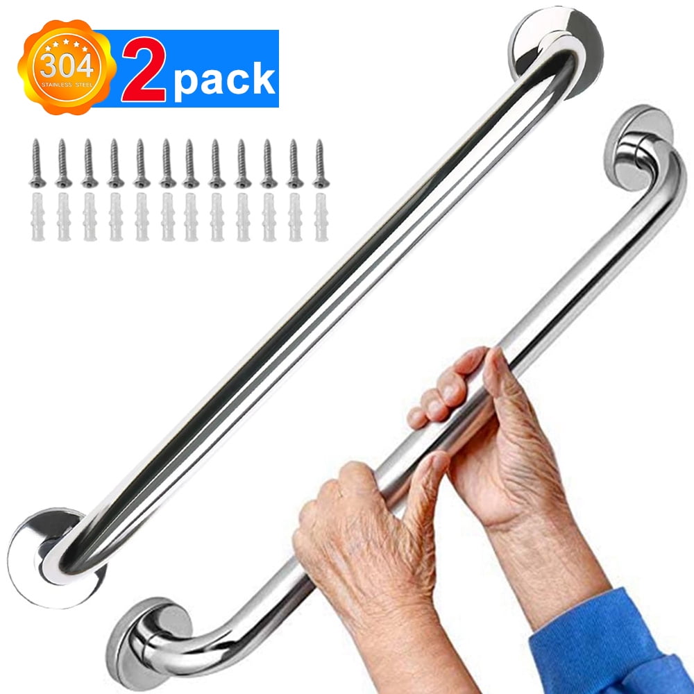Zalik (2 Pack) Shower Handle 12 inch Grab Bars for Bathtubs and Showers Suction Bar Handles Handicap Elderly Seniors Safety Bathroom Bathtub Bath Grip