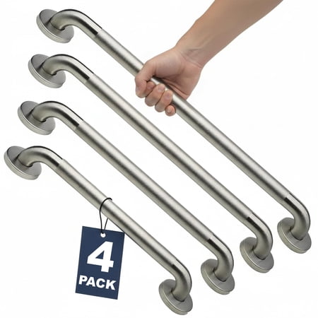 Shower Grab Bars Peened Textured 4-Pack Bathroom Safety Bundle