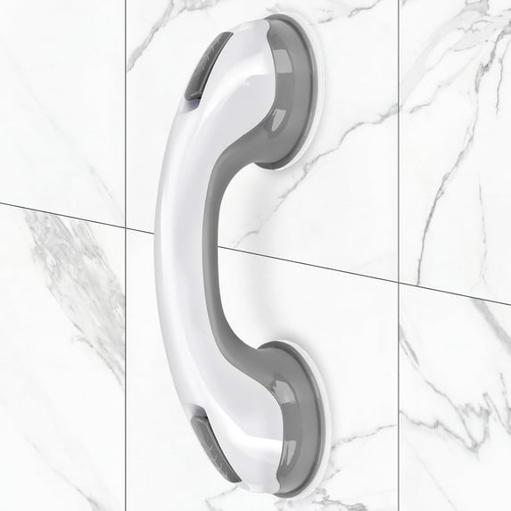 Shower Handle 1 Pack Grab Bars for Bathtubs & Showers, 12 inch Bathroom with Strong Hold Suction Cup, Balance Bar Safety Hand Rail Injury, Senior, Elderly Grey