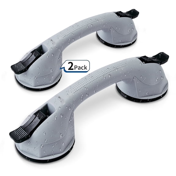 Shower Handle 12 inch Strong Suction Shower Bar, Shower Grab Bars for Seniors, Injured, Handicap (2 Pack)
