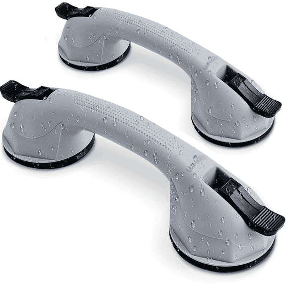 Shower Handles 12 inch Grab Bars 2 Pack for Bathtubs and Bathroom with Strong Hold Suction Cup, Shower Grab Bars for Seniors/ Elderly/ Injured/ Disabled