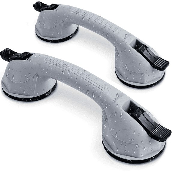 Shower Handles 12 inch Grab Bars 2 Pack for Bathtubs and Bathroom with Strong Hold Suction Cup, Shower Grab Bars for Seniors/ Elderly/ Injured/ Disabled