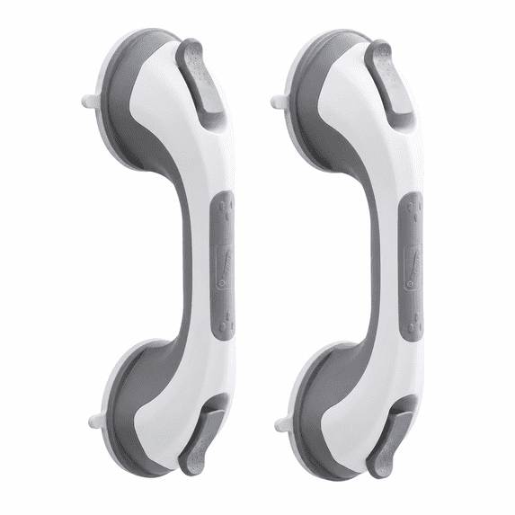 Shower Handles for Elderly Suction, 2 Pack 12 Inch Shower Grab Bars for Seniors, No Drilling Removable Safety Shower Grip for Bathtubs, Showers, Bathroom, Toilet and Kitchen