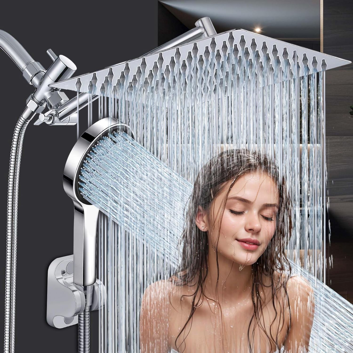 Shower Head,10 Inch High Pressure Rain Shower Head with Handheld Spray ...