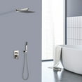 thumbnail image 1 of Shower Head, 10In High Pressure Square Rainfall Shower Head+Handheld Showerhead Combo with 59in Hose, Flow Regulator, Ceramic valve, Wall Mounted Shower Faucet Set for Bathroom, Nickel-Stainless steel, 1 of 5