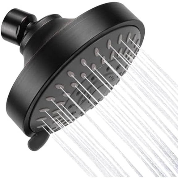 Shower Head, 5 Modes High Pressure Shower Heads for Relaxed Shower Experience, 4.1 Inch Bathroom Fixed Showerhead Even at Low Water Pressure for Powerful Spray, Oil Rubbed Bronze