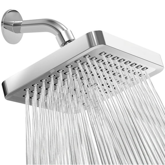 Duklik Rainfall Shower Head - High Pressure, Anti-Clog Silicone Jets, Adjustable Angle, Water Saving 2.5 GPM, Easy Install with Teflon Tape & Filter