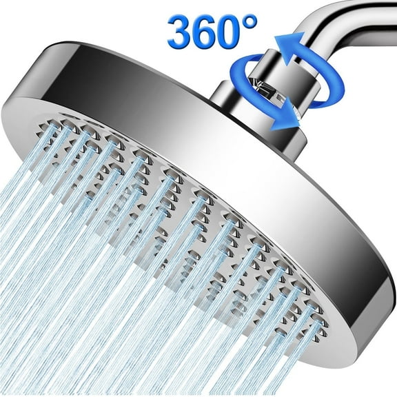 Shower Head, 6" High Pressure Rain Showerhead, Adjustable Chrome Rain Shower Heads with Durable Nozzles