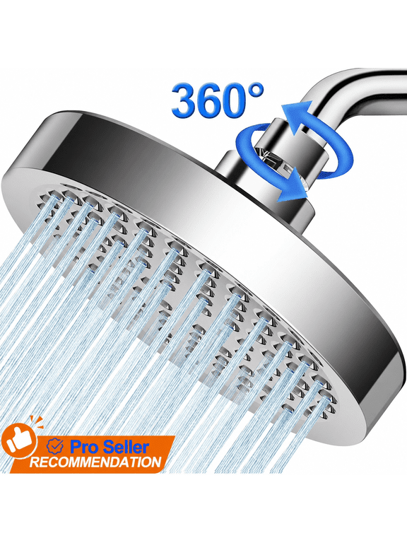 Shower Head, 6" High Pressure Rain Showerhead, Adjustable Chrome Rain Shower Heads with Durable Nozzles