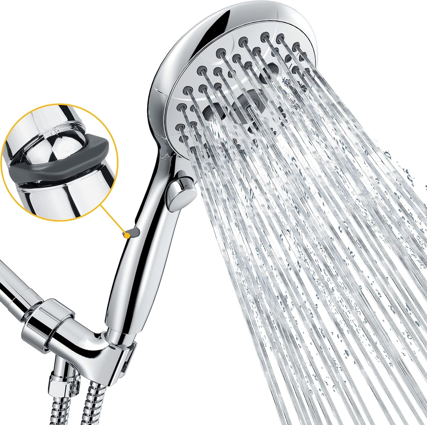 Shower Head, 7-Setting Handheld Shower Head with ON/Off Pause Switch ...