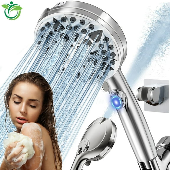 Shower Head, 4.8" High Pressure Rain Showerhead Combo, 9-Mode Adjustable Stainless Steel Polished Chrome Rain Shower Head with Durable Nozzles