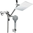 thumbnail image 1 of Shower Head, 8 Inch High Pressure Rainfall Shower Head/Handheld Shower Combo with 11 Inch Extension Arm, 10 Settings Adjustable Anti-leak Shower Head with Holder/Hose, Height/Angle Adjustable, 1 of 8