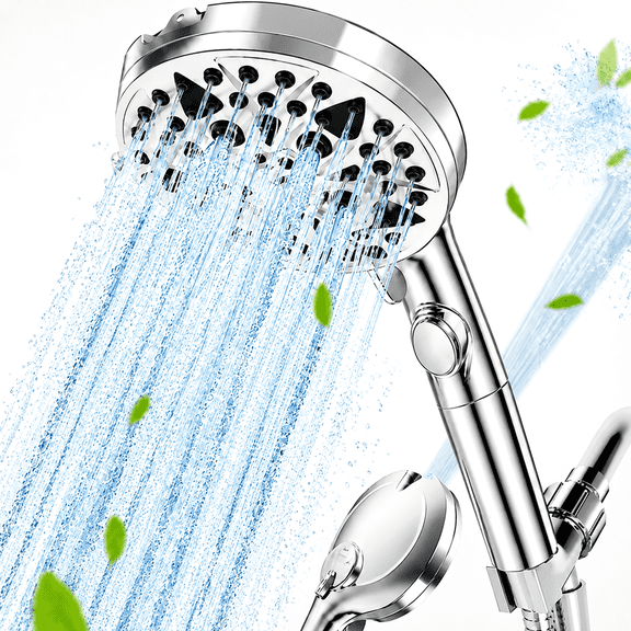 NIUTA® Shower Head with Handheld, 9-Mode High Pressure Shower Head with Hose, Handheld Shower Head with ON/OFF Switch, Detachable Shower Head, Anti-Clog Nozzles, Stainless Steel Hose & Wall Bracket
