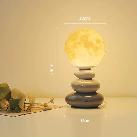 Shower Head Cartoon Moon Shape Table Lamp, Ceramic Small Bedside Table Lamp, Globe Night Light, LED Bedside Lamps for Home Room Shower Head
