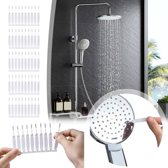 Shower Head Cleaning Brush - 50 Pack Cleaner Picks for Clogged Nozzles - Multifunctional Debris Remover for Bathroom Faucets Sinks Kitchen - Nylon Bristle Scratch-Free Tool for Hard to Reach Areas