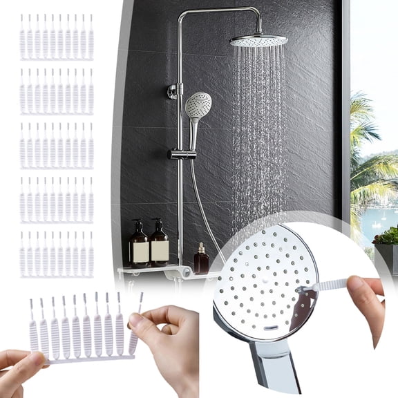 Shower Head Cleaning Brush Set | Clog Removal Tool for Crack Holes | Nylon Bristles, Plastic Handle | 50-Pack Multifunctional Bathroom & Kitchen Cleaner | Deep Cleans Faucet, Sink, Small Openings |