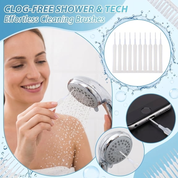 Shower Head Cleaning Brush for Small Holes – Anti-Clogging Nozzle Cleaner, Multifunctional Bathroom Tool for Hard Water, Travel, RVs & Hotels – 10PCS Plastic Set