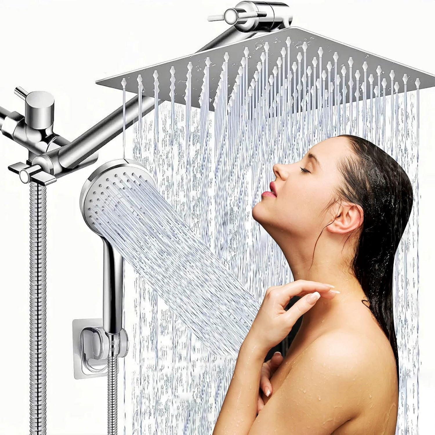 Shower Head Combo,8 Inch High Pressure Rain Shower Head with 11 Inch ...