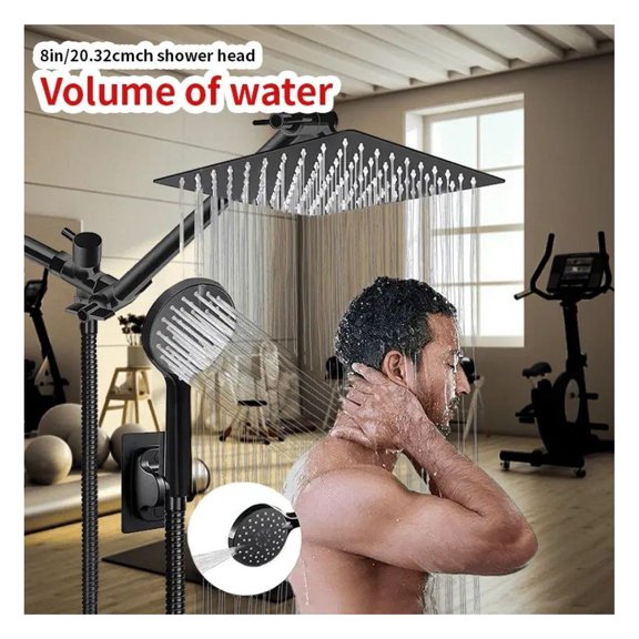 Shower Head Combo Set 8/10 Inch Rainfall, Handheld Shower Head with Extension Arm - Low Water Pressure Resistant, Complete Bathroom Upgrade Kit