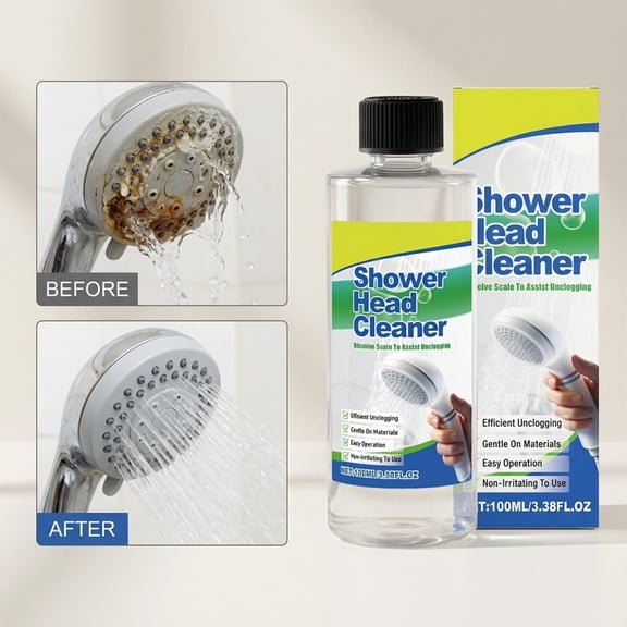 Shower Head Descaler Spray 100ml – Limescale & Soap Scum Remover for Chrome, Stainless & Plastic Fixtures – Citric Acid Formula, Streak-Free Shine, Weekly Maintenance in Seconds