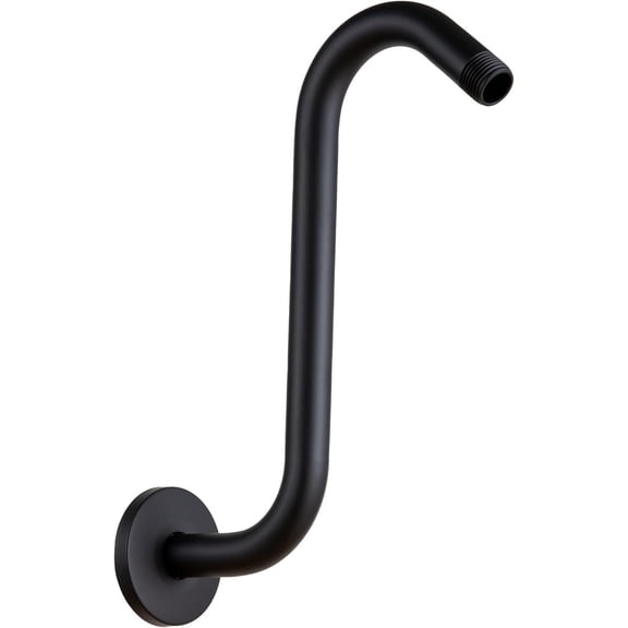 Shower Head Extension Arm 10 Inch, Matte Black S Shaped Shower Arm with Flange High Rise Goose Neck Shower Arm Extension