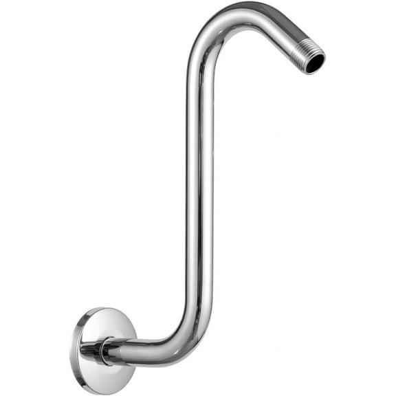 Shower Head Extension Arm 10 Inch, S Shaped Shower Arm with Flange High Rise Goose Neck Shower Arm Extension Chrome Finish