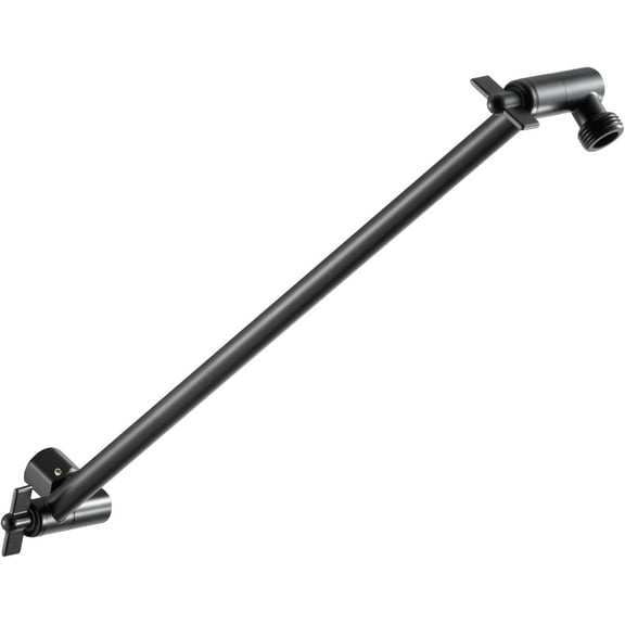 Shower Head Extension Arm, 16 in Shower Extension Arm with Locking Nut, Adjustable Height and Angle Shower Arm Extender, Universal G1/2 Connector for Fixed and Handheld ShowerHead, Matte Black