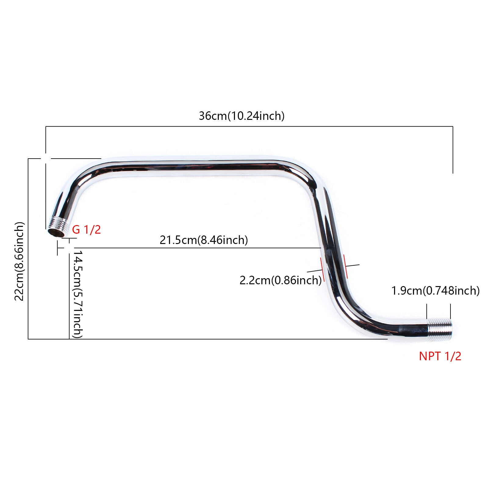 Shower Head Extension Arm S Shaped High Arc Gooseneck Shower Arm
