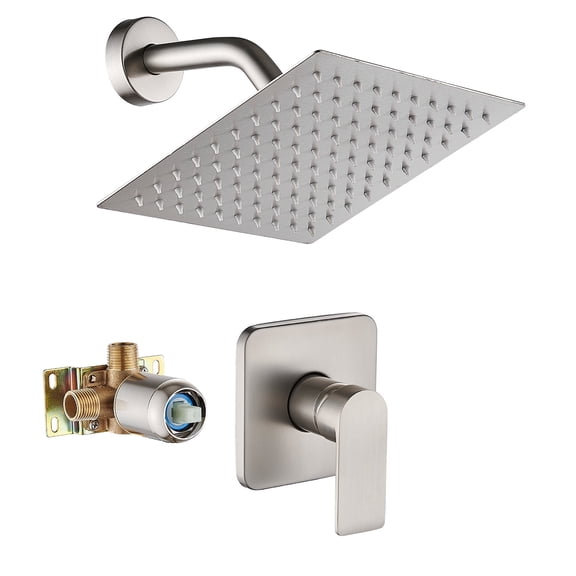 Shower Head And Faucet Set Complete With 6 Inch High Pressure Rain Showerhead Brushed Nickel Shower Fixtures With Valve Trim kit Regaderas Para bBaño Modernas