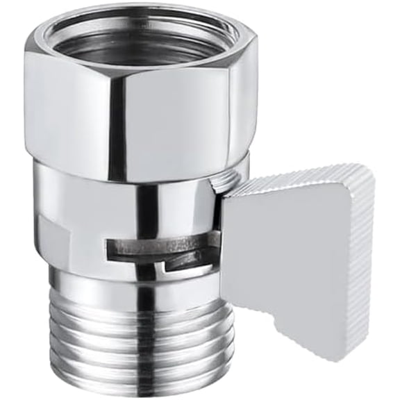 Shower Head Flow Control Valve, Solid Brass Water Flow Regulator with Adjustable Lever, Chrome