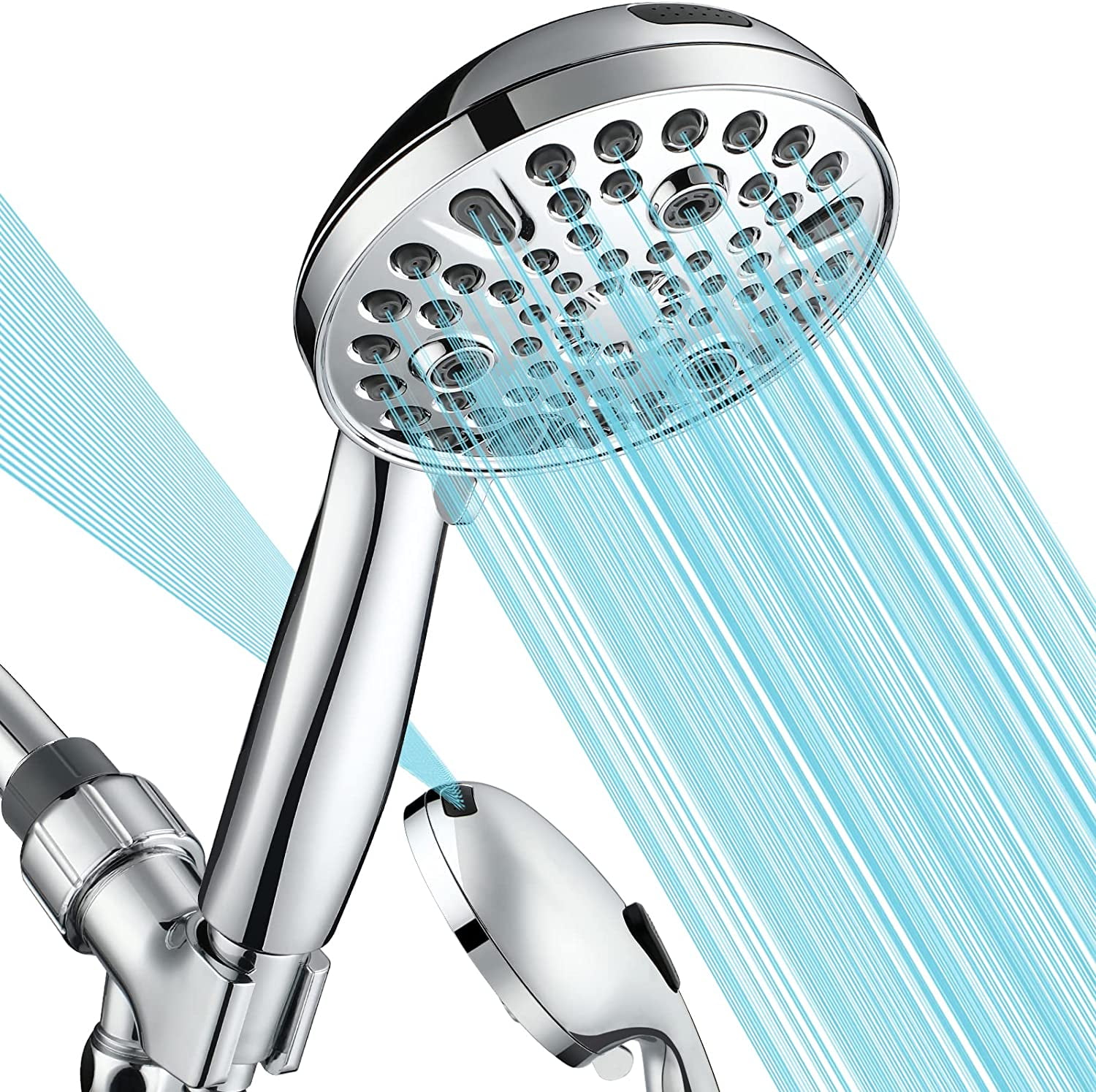 Shower Head with Handheld 9 Modes + Jet Power Wash 4.7" Rain Hand
