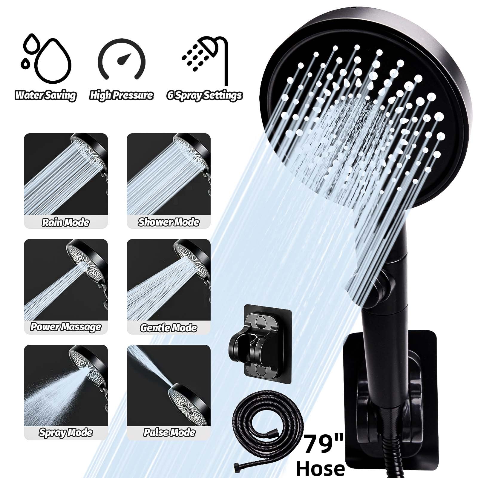 Shower Head Handheld Shower Heads With 79 Inch Long Cord Hose And 6 Spray Settings High Pressure Shower Head With Handheld With On/Off Setting And Shower Bracket