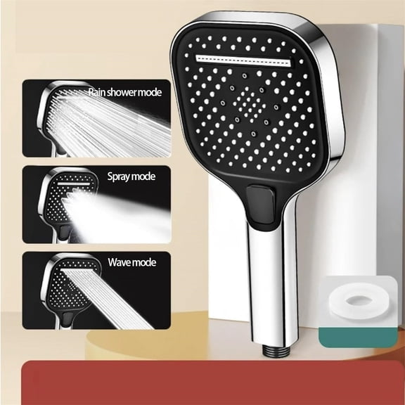 Shower Head Handheld Spray Combo 2024 High Pressure Handheld Showerhead With ON/OFF Pause 3 Spray Modes Shower Wand With Shut Off Button, 10.03 in×4.72 in×0.9 in, Silver