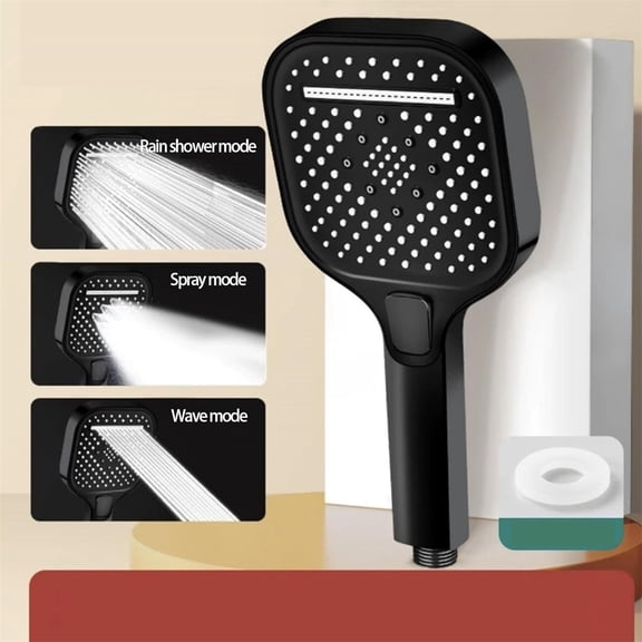 Shower Head Handheld Spray Combo for Water with Pause ON/OFF Control and Three Modes Shower Wand with Shut Off Button for Convenient Bathing and Cleaning,10.03 in×4.72 in×0.9 in,Black