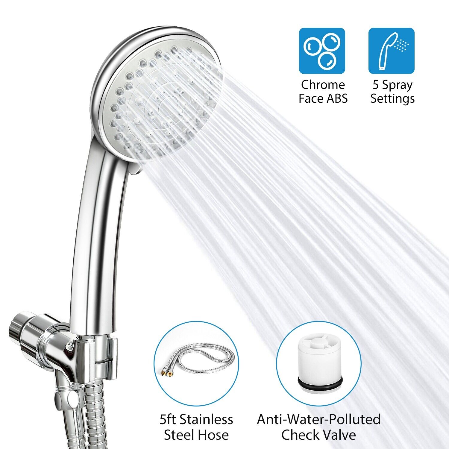 Shower Head High Pressure 5 Settings Spray Handheld Shower heads with 5