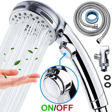 Shower Head - High Pressure Handheld Shower Head with Water Stop Button, Shower Head with Ultra-long Stainless Steel Hose, 5 Spray Settings