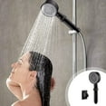 thumbnail image 1 of Shower Head - High Pressure Handheld Showerhead for Hard Water, 8 Spray Modes, Adjustable Multifunction ABS Hand Shower with Hose & Bracket, Black, Easy Install, 1 of 9