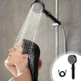 thumbnail image 1 of High-Pressure Handheld Shower Head, Black ABS 8 Spray Modes for Hard Water and Low Pressure, One-Hand , Easy Install with Water Pipe for Home or Gym, 1 of 9
