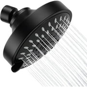 Shower Head High Pressure Rain Fixed Showerhead 5-Setting With Adjustable Metal Swivel Ball Joint - Relaxed Shower Experience Even At Low Water Flow & Pressure4.1 InchMatte Black