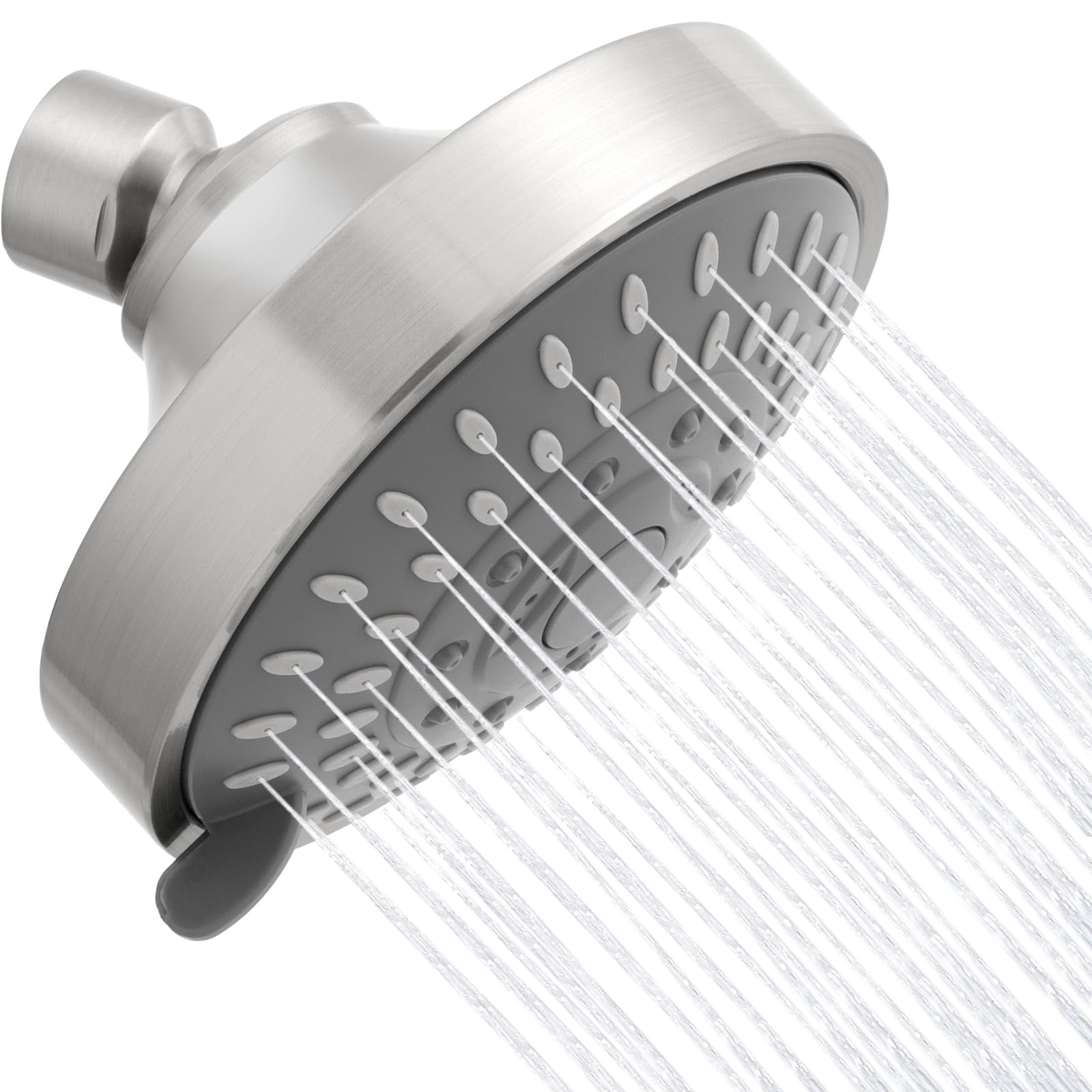 Shower Head High Pressure Rain Fixed Showerhead 5-Setting with Adjustable Metal Swivel Ball Joint - Relaxed Shower Experience Even at Low Water Flow & Pressure