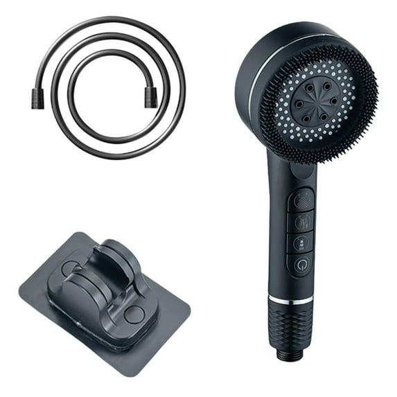 Shower Head, High Pressure Shower Head with 4 Spray Modes - Multi Button Controlled Filtered Handheld Shower Head for Bathroom Spa, Detachable Water Saving Rainfall Shower Head with Hose Black